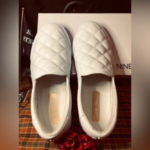 Nine West Quilted White Slip-On Sneakers